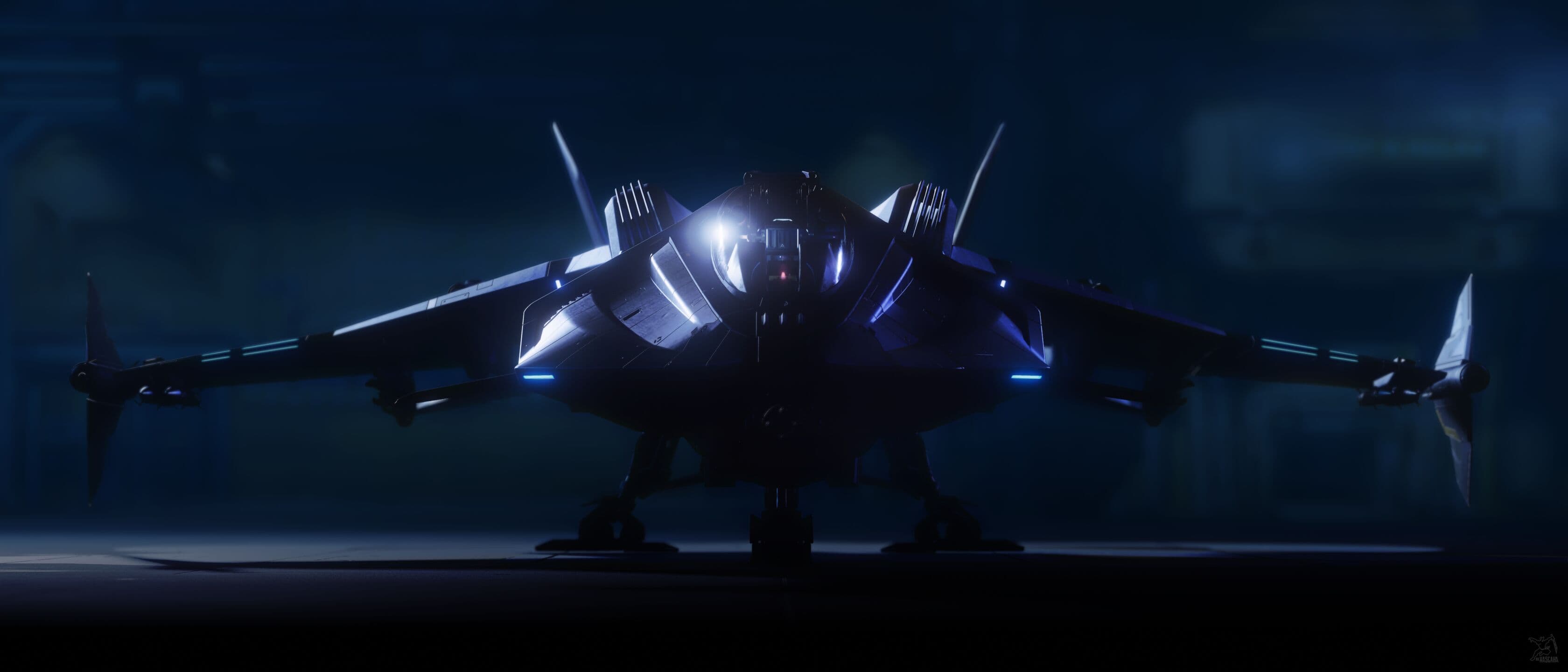 Star Citizen — Gladius in blue. Screenshot via hasgaha.com.